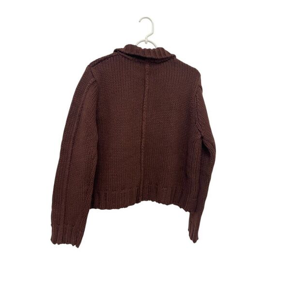 Zara Cardigan Sweater Womens XL Brown Chunky Toggle closure Wool 1957/101 NWOT - Picture 3 of 8